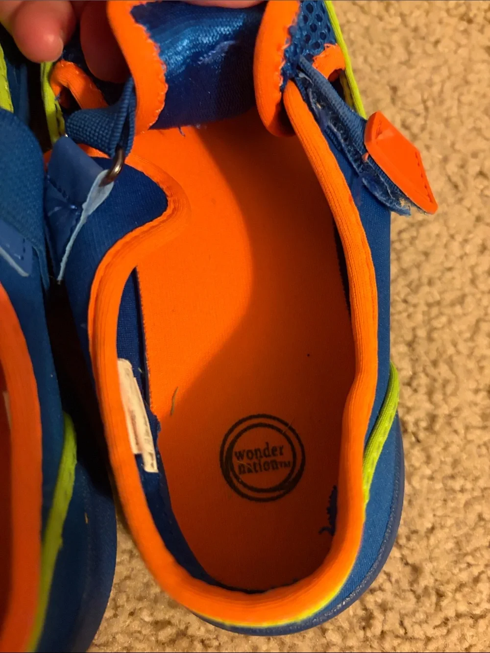 Kids Blue Mesh Water Shoes with Neon Trim